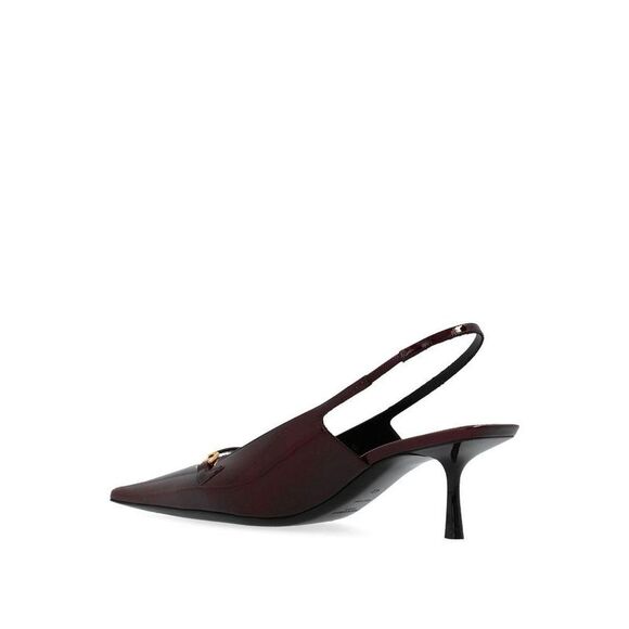 Saint Laurent Calfskin Mid Heel Pumps Women Burgundy - Picture 3 of 4